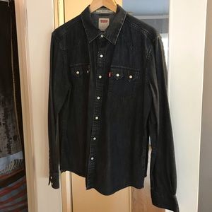 dark wash denim shirt mens